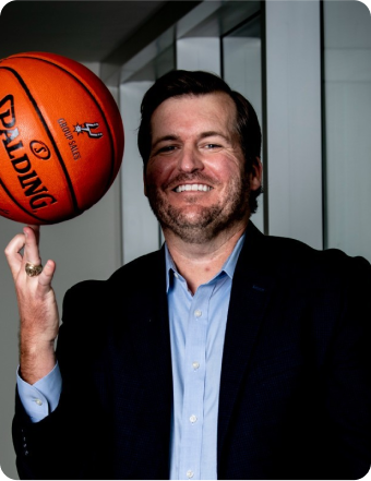 A man with a basketball ball