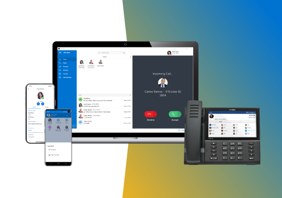 Image of connected phone system (computer, phone, smartphone)
