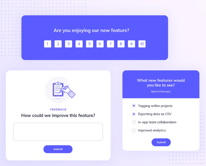 Customer feedback survey about new features