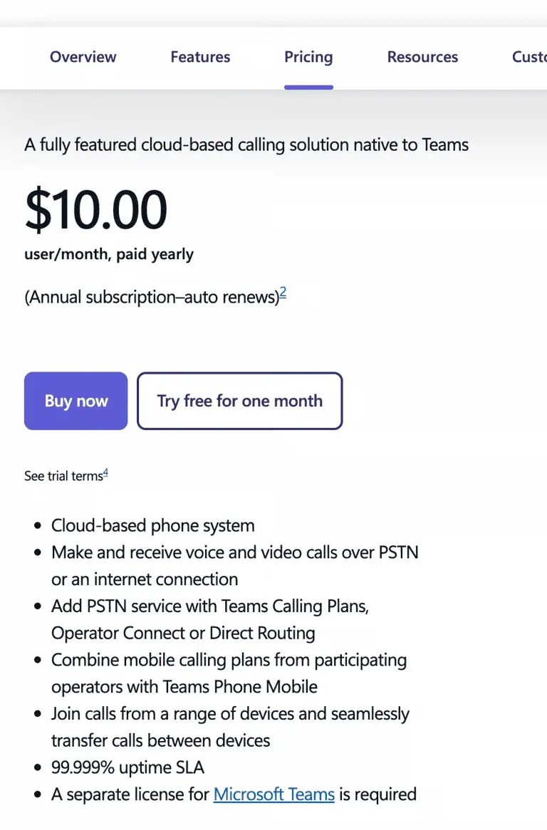 Microsoft Teams pricing