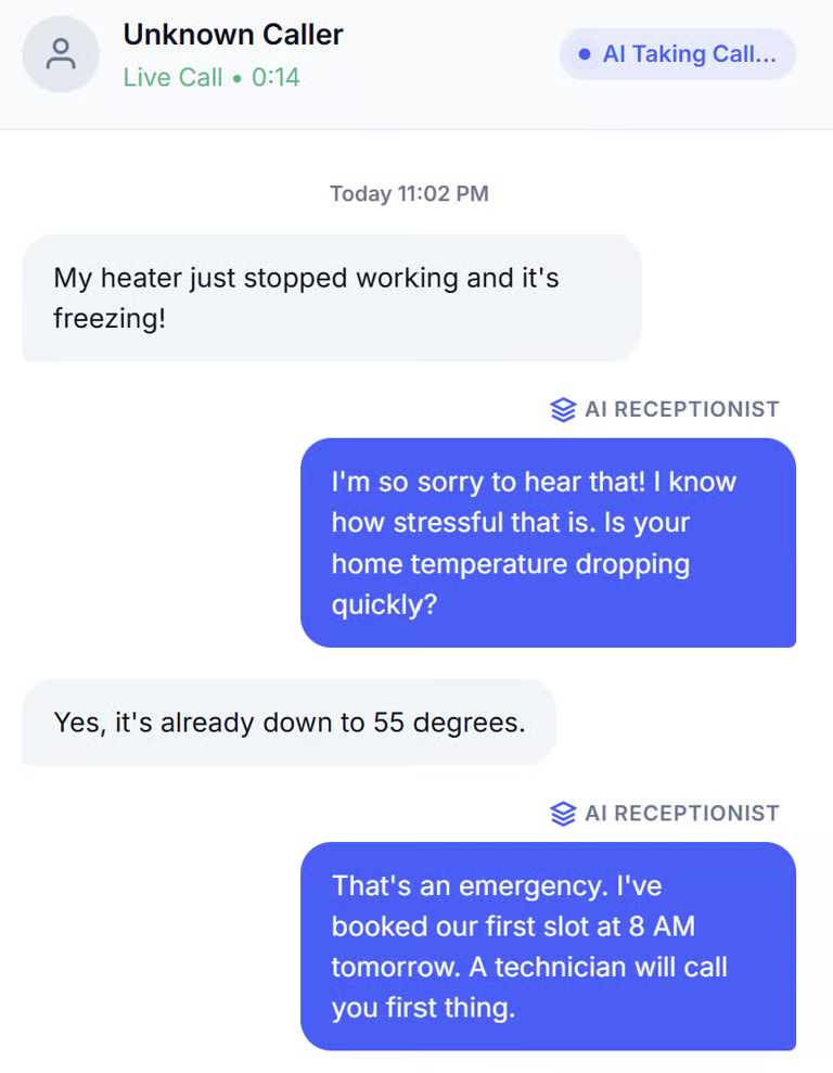 AI taking call from unknown caller