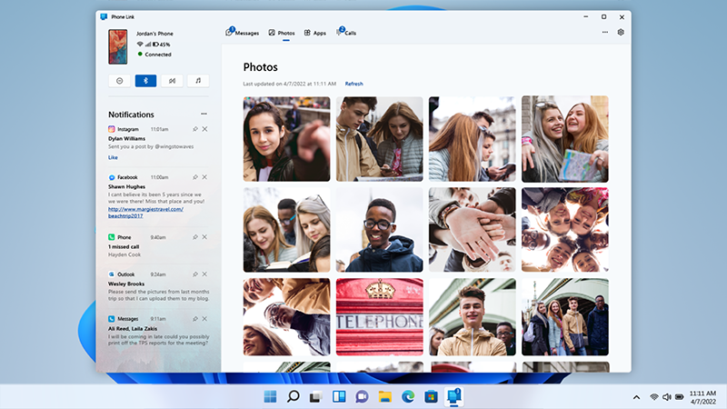 Microsoft Phone Links messaging platform