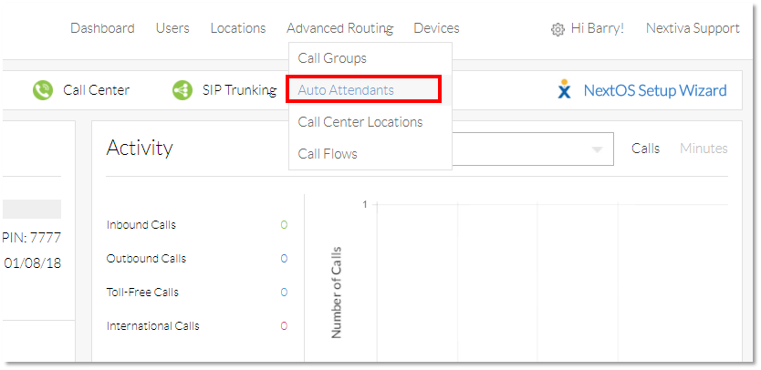 Automated Attendants setup wizard