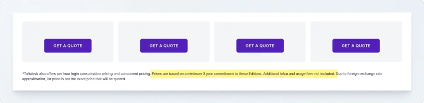 Talkdesk pricing fine print