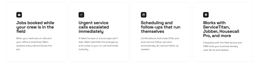 Nextiva’s home services answering service can book service calls, retrieve job types, find customer accounts, and add notes without manual data entry.