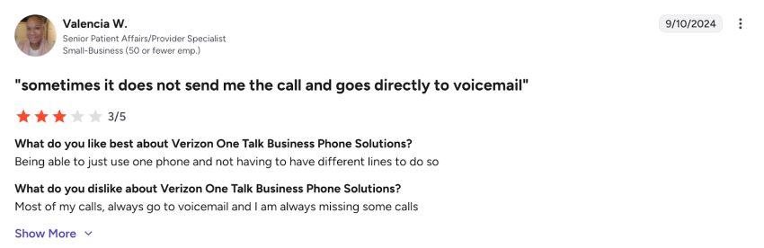 G2 user review for Verizon One Talk: Healthcare specialist appreciated being able to use a single phone instead of juggling multiple lines