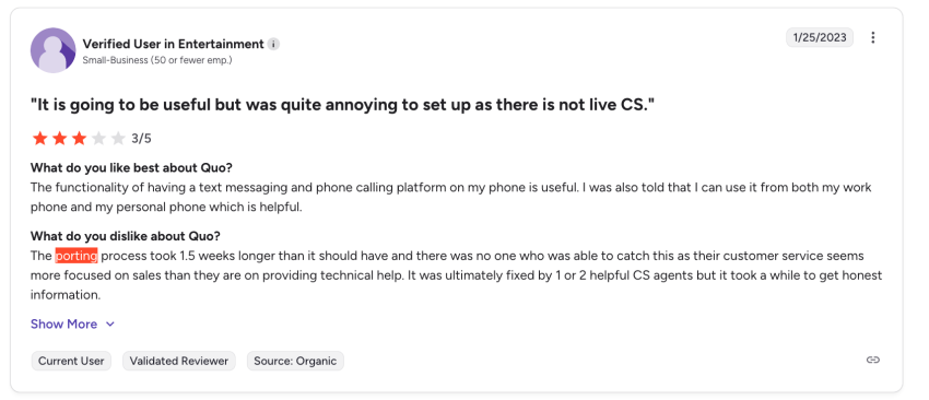 Number porting review OpenPhone