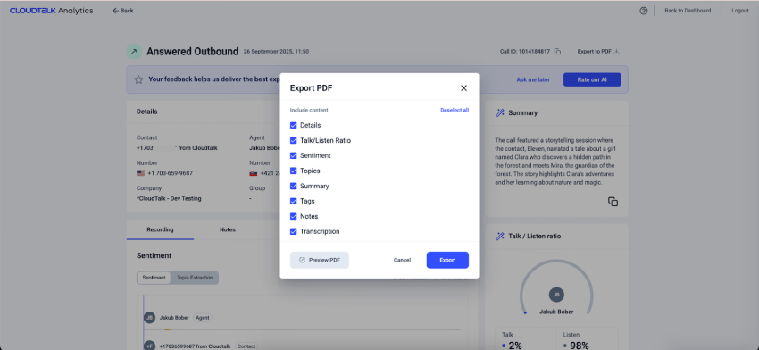 CloudTalk AI capabilities