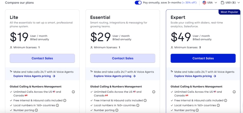 CloudTalk pricing plans