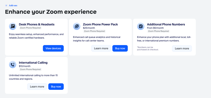 Zoom Phone Add-ons