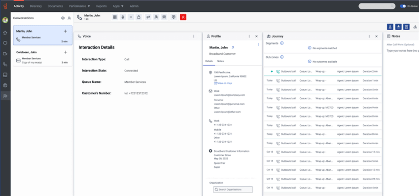 Genesys contact center software screenshot.