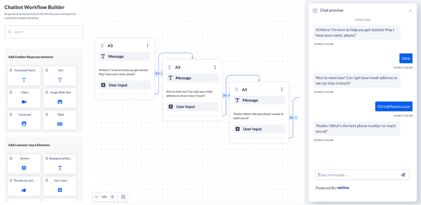 Nextiva Chatbot Workflow Builder