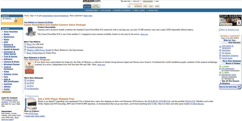 website engagement on Amazon in 2001