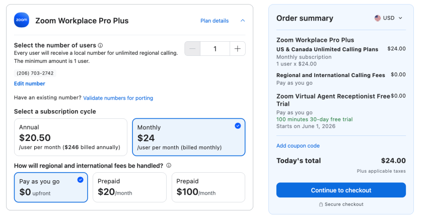 Zoom Workplace Pro Plus plan