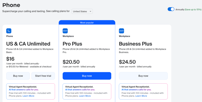New Zoom Phone pricing