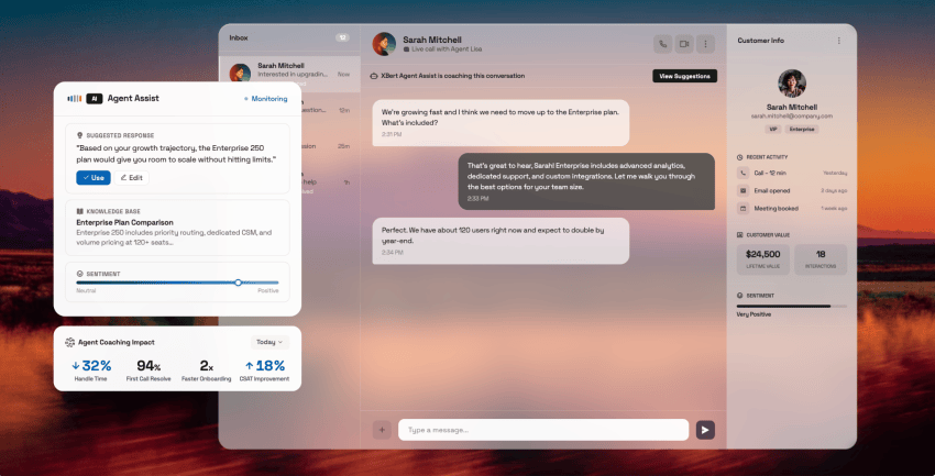 Nextiva's XBert AI agent assist