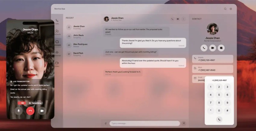 Browser-based VoIP calls are built into the cloud phone system