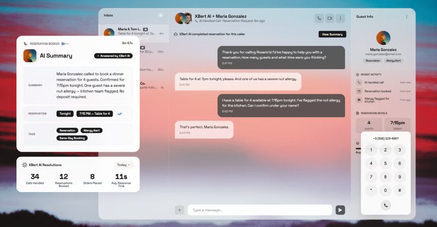 XBert AI dinner reservations for restaurants