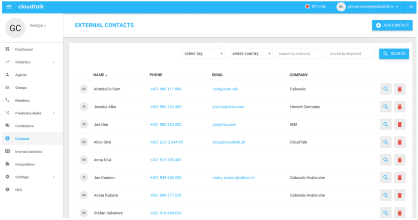 CloudTalk external contacts