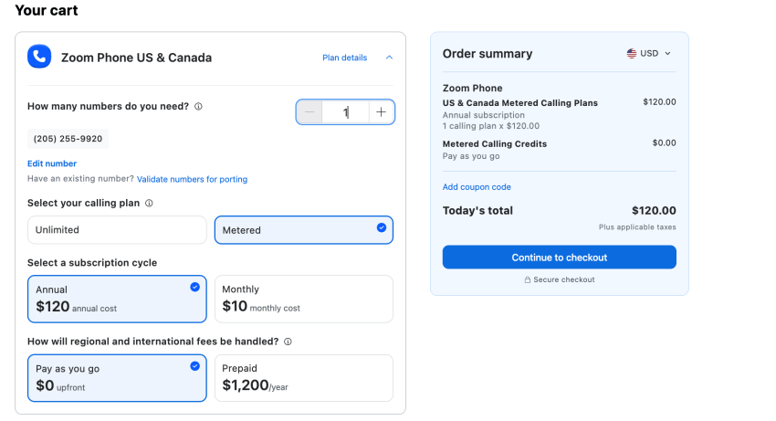 US & Canada Metered plan
