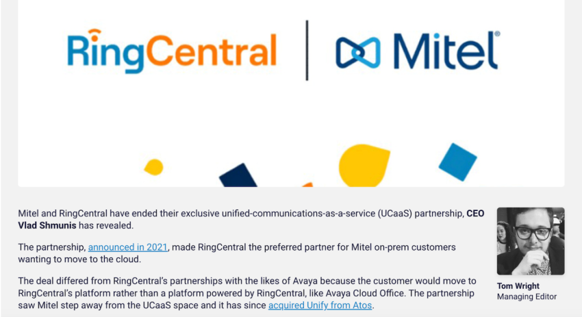 In November 2021, Mitel and RingCentral announced an exclusive UCaaS partnership