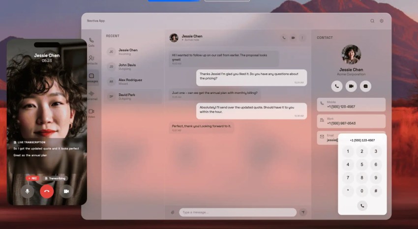 Nextiva XBert calling and messaging