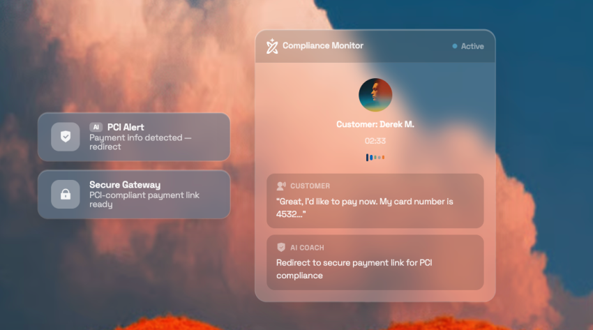 Nextiva XBert AI - compliance monitor with PCI alerts and secure gateway