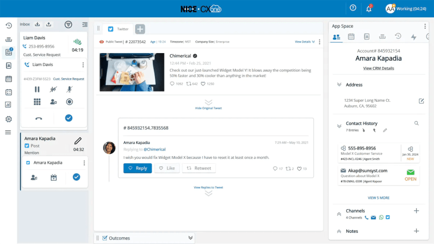NICE CXone agent view