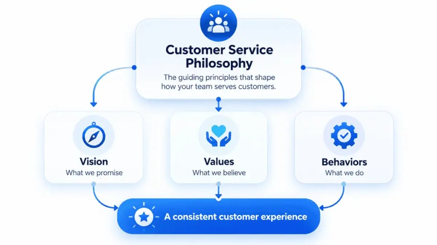 Customer service philosophy is made up of vision, values and behaviors
