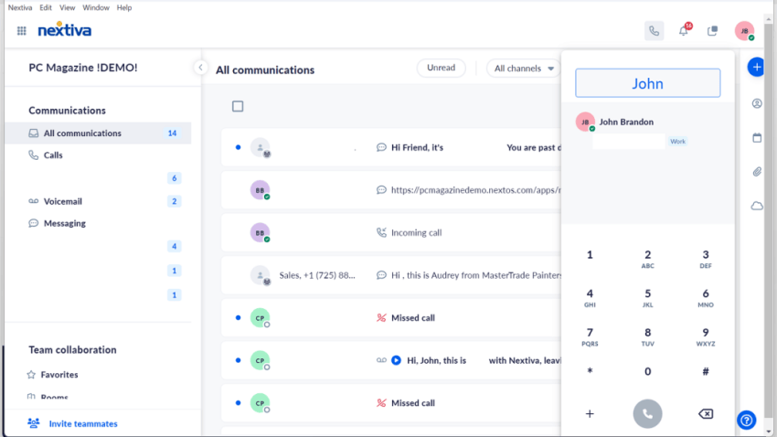 Nextiva all communications dashboard