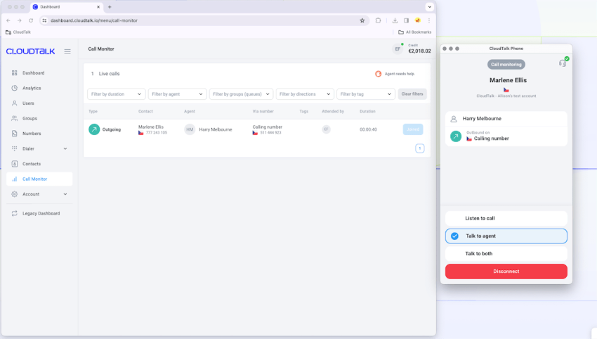 Cloudtalk call monitor
