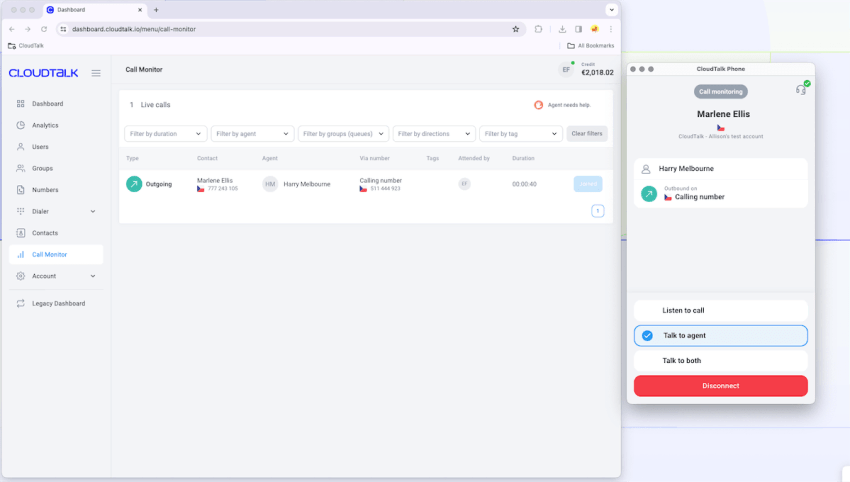 Cloudtalk call monitor