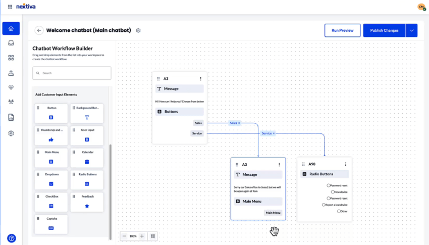 nextiva-chatbot-workflows