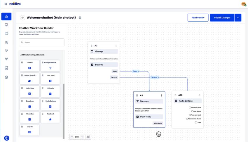nextiva-chatbot-workflows