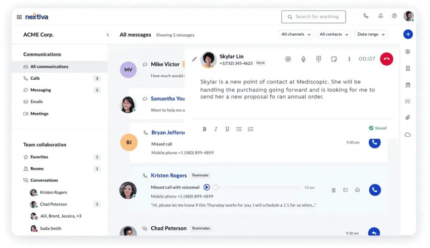 Nextiva-all-communication-dashboard