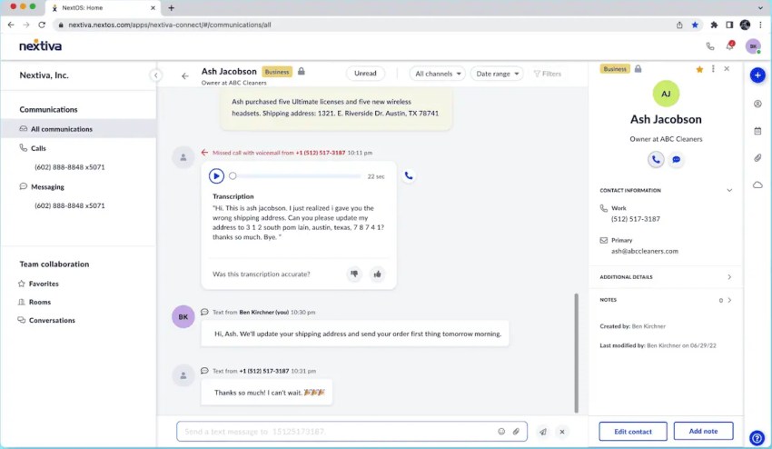 Nextiva-transribe-a-voicemail