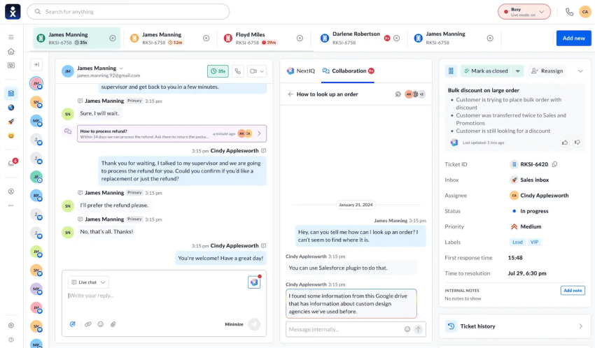 Screenshot of Nextiva all communication dashboard