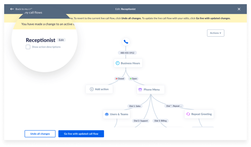 Setting up call routing using the Nextiva Call Flow feature.
