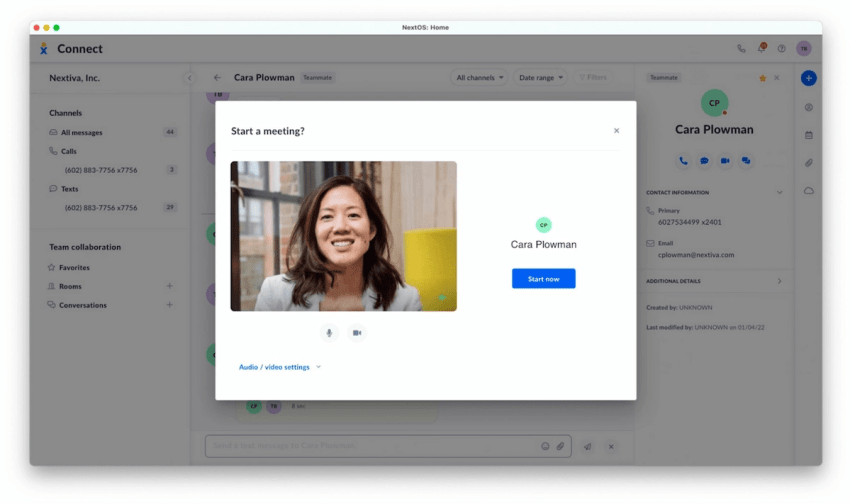 Video conferencing using Nextiva
