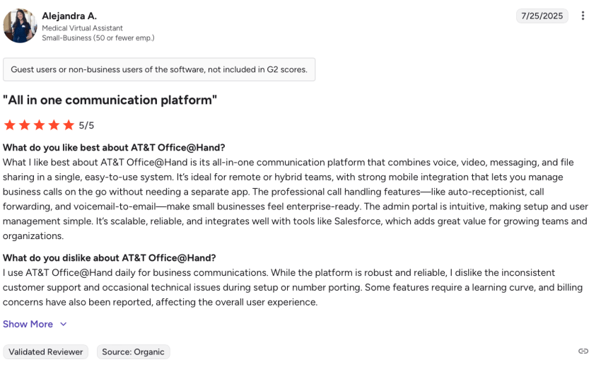 Customer reviewer on G2 had mostly positive things to say about AT&T
