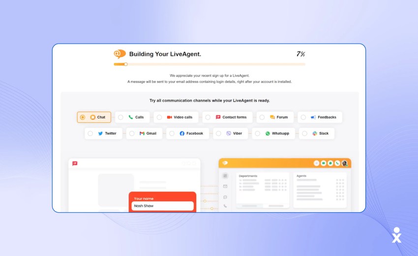 LiveAgent’s interface to choose between communication channels. 