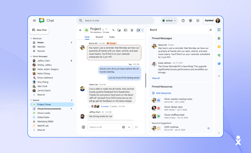 A screenshot of the Google Chat interface.