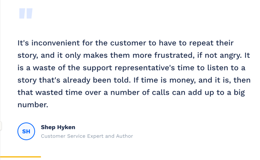 A quote from Shep Hyken, a customer service expert.