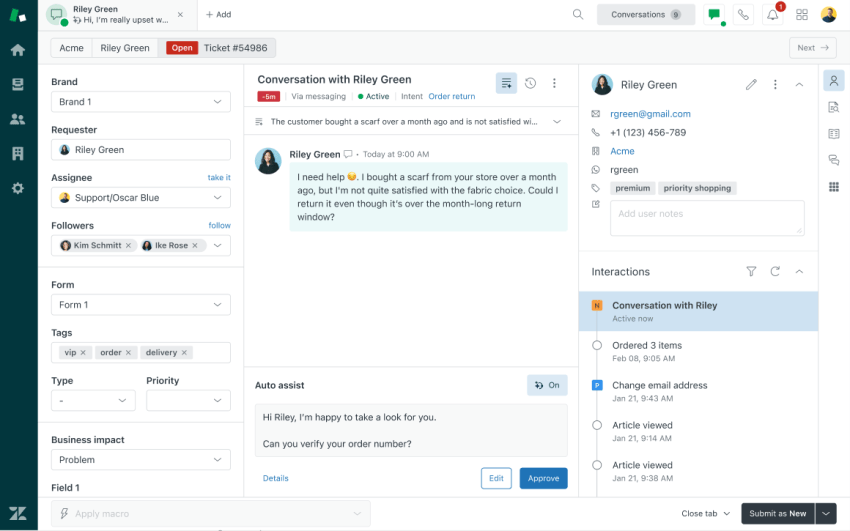Zendesk dashboard