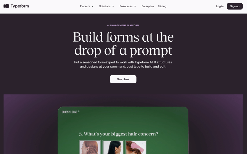 Screenshot of Typeform