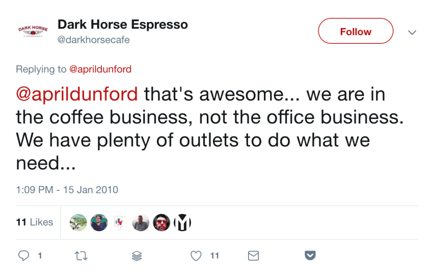 Customer Service Tips: Dark Horse Espresso Tweet