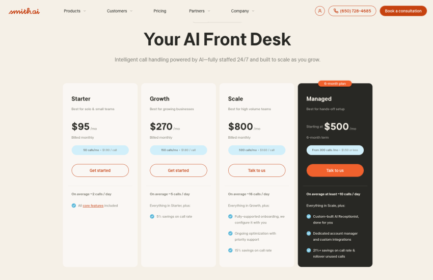 Smith.ai pricing