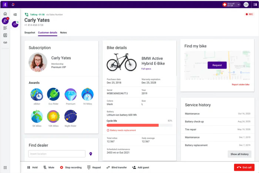 Talkdesk user interface