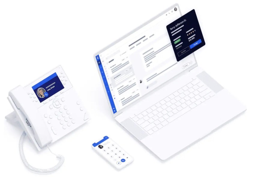 Nextiva-call-center-desk-phone-mobile-phone-laptop