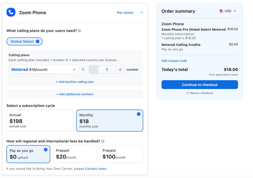 Global Select metered plan